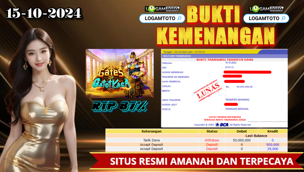 SELAMAT KEPADA MEMBER SETIA LOGAMTOTO BERHASIL JACKPOT DI PERMAINAN SLOT GATES OF GATOTKACA